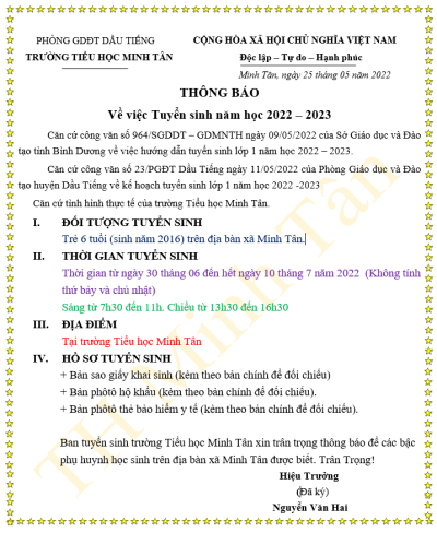 thong bao tuyen sinh