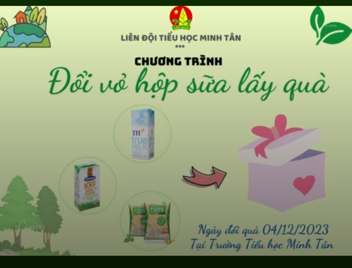 PHÁT ĐỘNG CHƯƠNG TRÌNH PHÂN LOẠI, THU GOM VÀ TÁI CHẾ VỎ HỘP SỮA VÀ TRIỂN KHAI MÔ HÌNH “ĐỔI VỎ HỘP SỮA LẤY QUÀ” NĂM HỌC 2023 – 2024