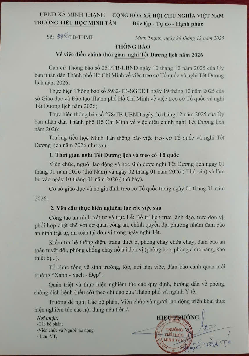 NGHĨ TẾT DƯƠNG LỊCH 2026